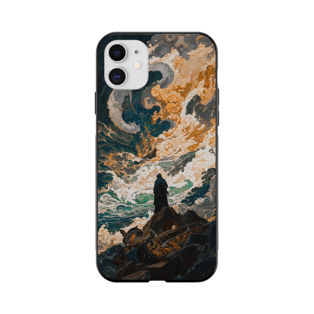 iPhone 12 mini Case – Premium Artistic Phone Cover (Metal Glass Finish) – ‘Above the Drowning Sea’ by Libaadah