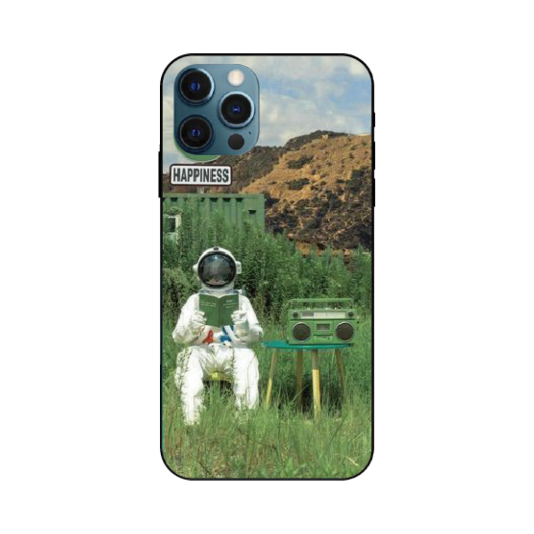 iPhone 12 Pro Case – Premium Artistic Phone Cover (Metal Glass Finish) – ‘The Absence Beneath Happiness’ by Libaadah