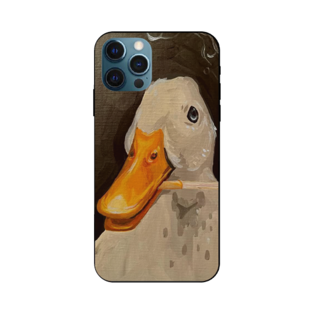 iPhone 12 Pro Max Case – Premium Artistic Phone Cover (Metal Glass Finish) – ‘An Existential Duck’ by Libaadah