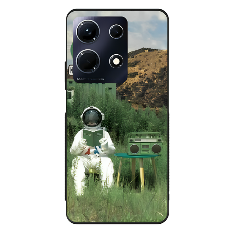 Infinix Note 30 Case – Premium Artistic Phone Cover (Metal Glass Finish) – ‘The Absence Beneath Happiness’ by Libaadah