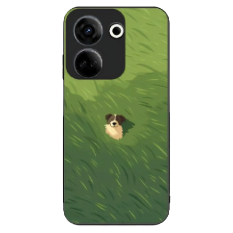 Tecno Camon 20 Case – Premium Artistic Phone Cover (Metal Glass Finish) – ‘The dog in the Grass Field’ by Libadah