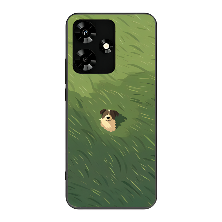 Infinix Hot 30 Case – Premium Artistic Phone Cover (Metal Glass Finish) – ‘The dog in the Grass Field’ by Libaadah