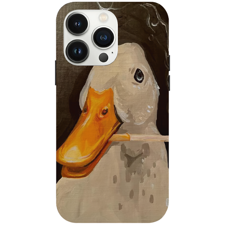 iPhone 16 Pro Case – Premium Artistic Phone Cover (Metal Glass Finish) – ‘An Existential Duck’ by Libaadah