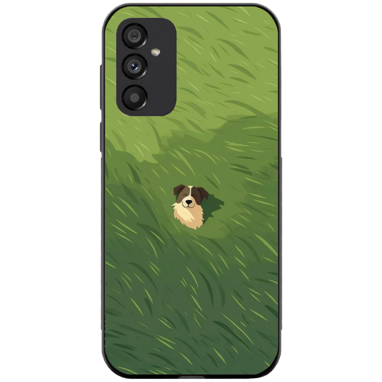 Samsung Galaxy S24 Case – Premium Artistic Phone Cover (Metal Glass Finish) – ‘The dog in the Grass Field’ by Libaadah