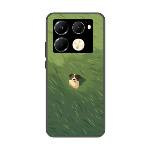 Infinix Note 40 Pro Case – Premium Artistic Phone Cover (Metal Glass Finish) – ‘The dog in the Grass Field' by Libaadah