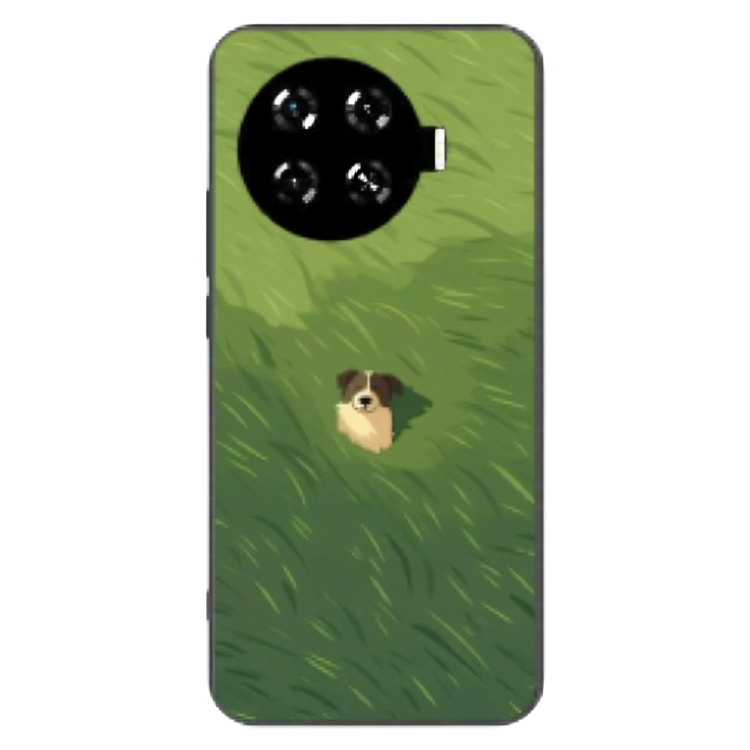 Tecno Spark 20 Pro + Case – Premium Artistic Phone Cover (Metal Glass Finish) – ‘The dog in the Grass Field’ by Libadah