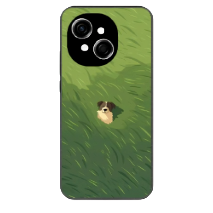 Tecno Spark Go 1 Case – Premium Artistic Phone Cover (Metal Glass Finish) – ‘The dog in the Grass Field’ by Libadah