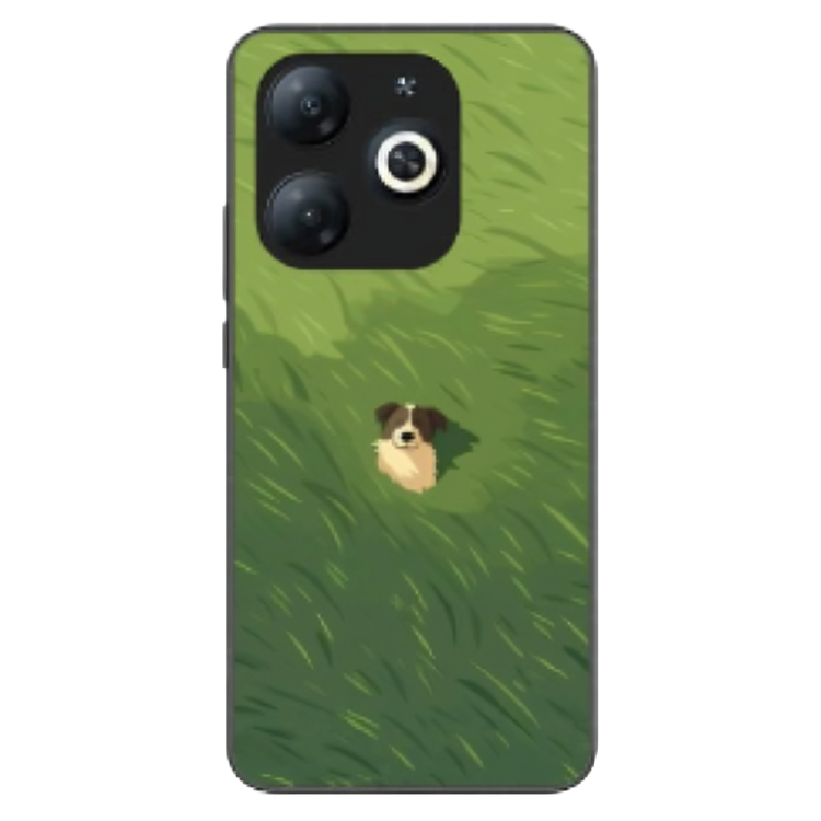 Tecno Spark 20C Case – Premium Artistic Phone Cover (Metal Glass Finish) – ‘The dog in the Grass Field’ by Libadah