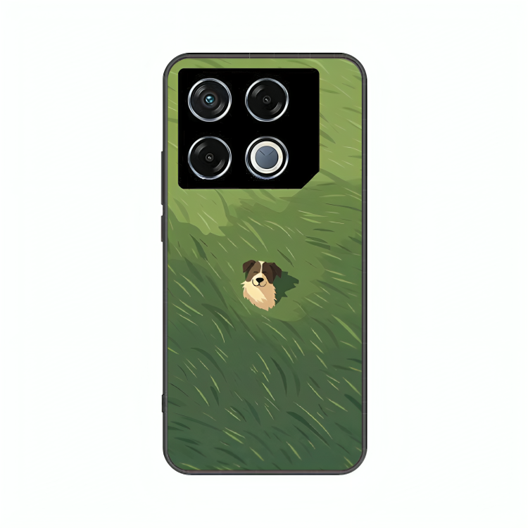 Infinix GT 20 case featuring 'The dog in the Grass Field' Artwork by Libaadah – premium artistic design with metal-glass finish