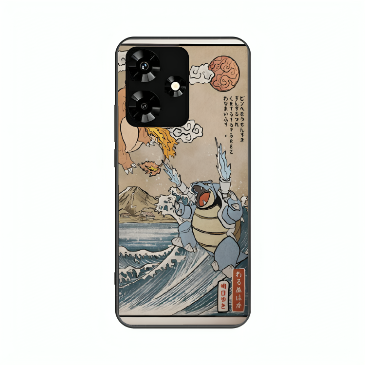 Infinix Hot 30 case featuring 'The Great Wave of Kanto' Artwork by Libaadah – premium artistic design with metal-glass finish