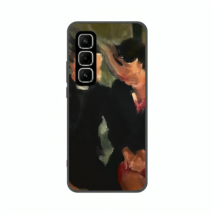 Infinix Hot 50 case featuring 'The Melancholy of Happy Hours' Artwork by Libaadah – premium artistic design with metal-glass finish