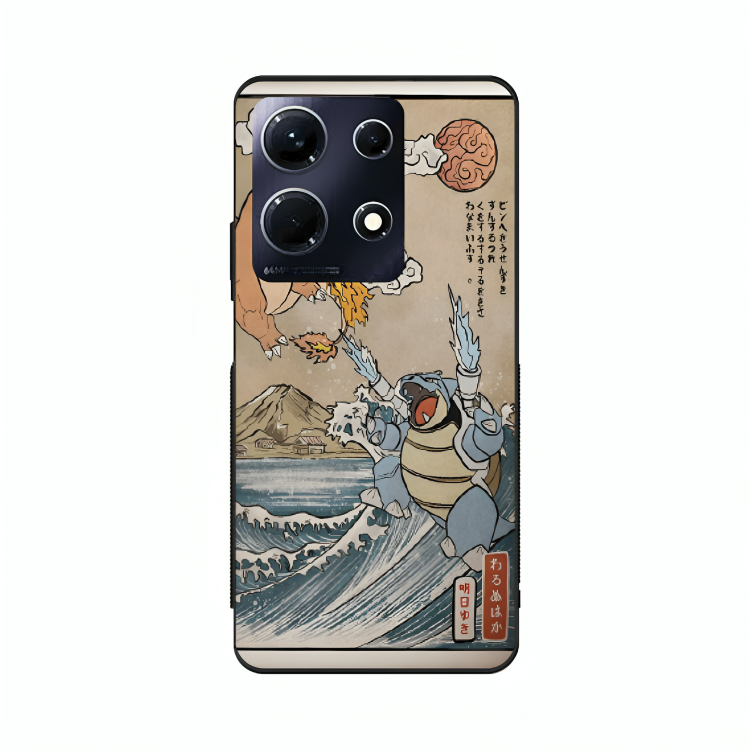 Infinix Note 30 case featuring 'The Great Wave of Kanto' Artwork by Libaadah – premium artistic design with metal-glass finish