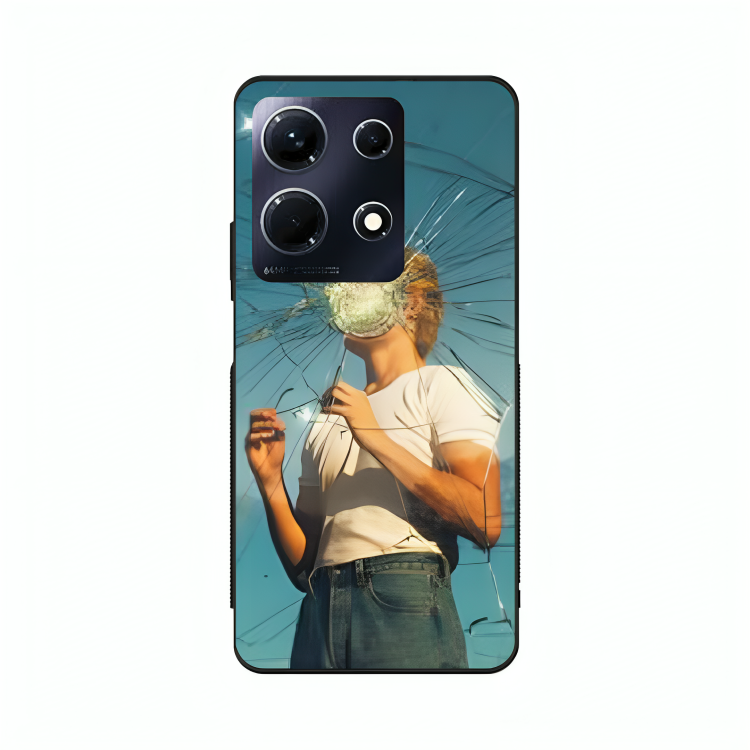 Infinix Note 30 case featuring 'What' Artwork by Libaadah – premium artistic design with metal-glass finish