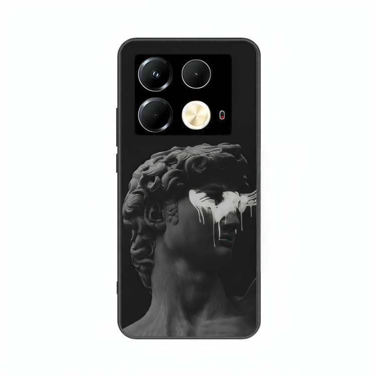 Infinix Note 40 case featuring 'Even Statues Bleed' Artwork by Libaadah – premium artistic design with metal-glass finish