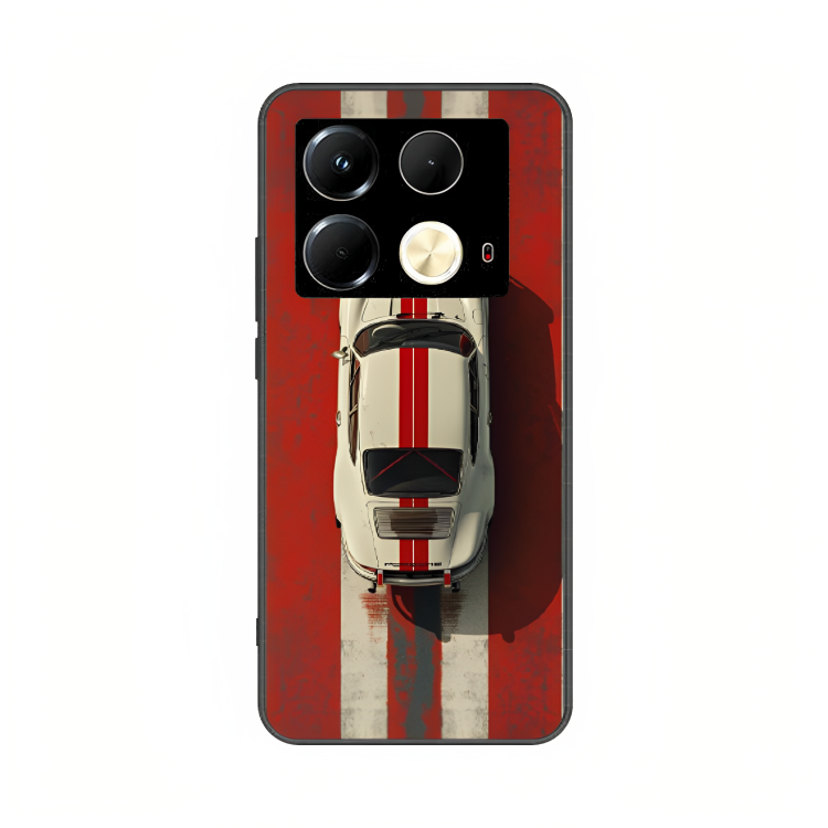 Infinix Note 40 case featuring 'Red Stripes of Freedom' Artwork by Libaadah – premium artistic design with metal-glass finish