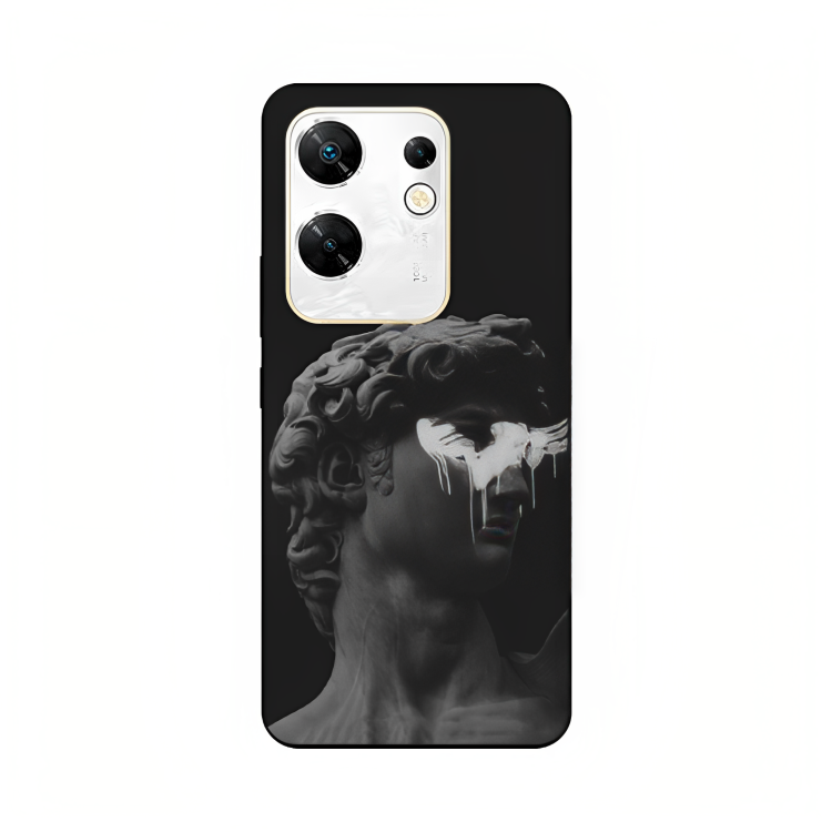 Infinix Zero 30 case featuring 'Even Statues Bleed' Artwork by Libaadah – premium artistic design with metal-glass finish