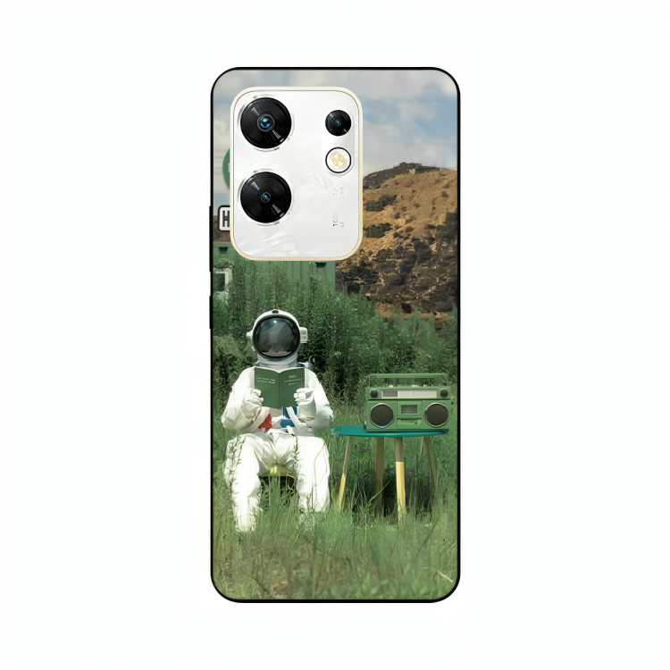 Infinix Zero 30 case featuring 'The Absence Beneath Happiness' Artwork by Libaadah – premium artistic design with metal-glass finish