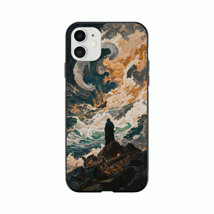 iPhone 12 mini case featuring 'Above the Drowning Sea' Artwork by Libaadah – premium artistic design with metal-glass finish