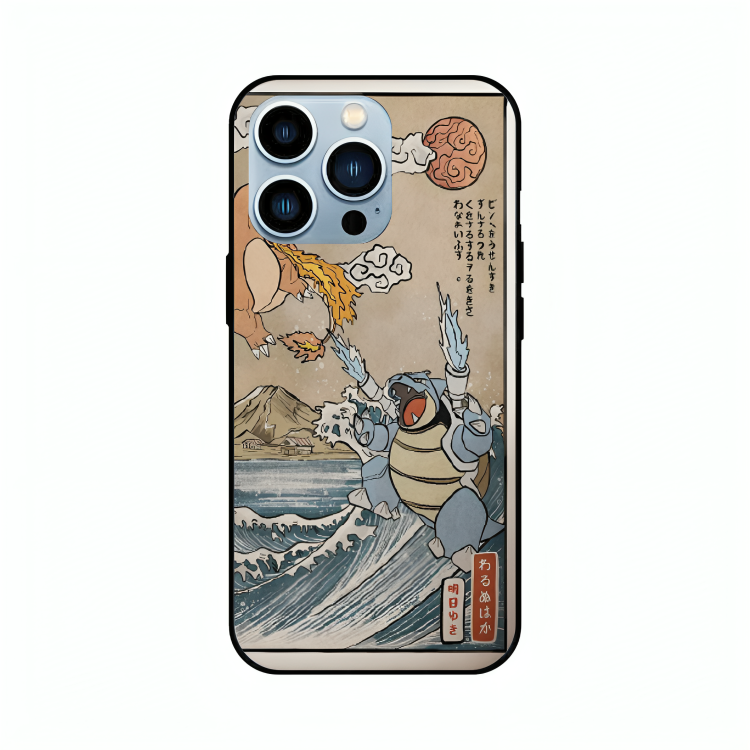 iPhone 13 Pro case featuring 'The Great Wave of Kanto' Artwork by Libaadah – premium artistic design with metal-glass finish