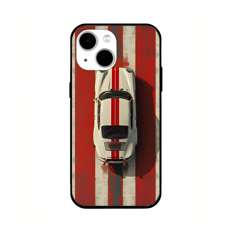 iPhone 13 case featuring 'Red Stripes of Freedom' Artwork by Libaadah – premium artistic design with metal-glass finish