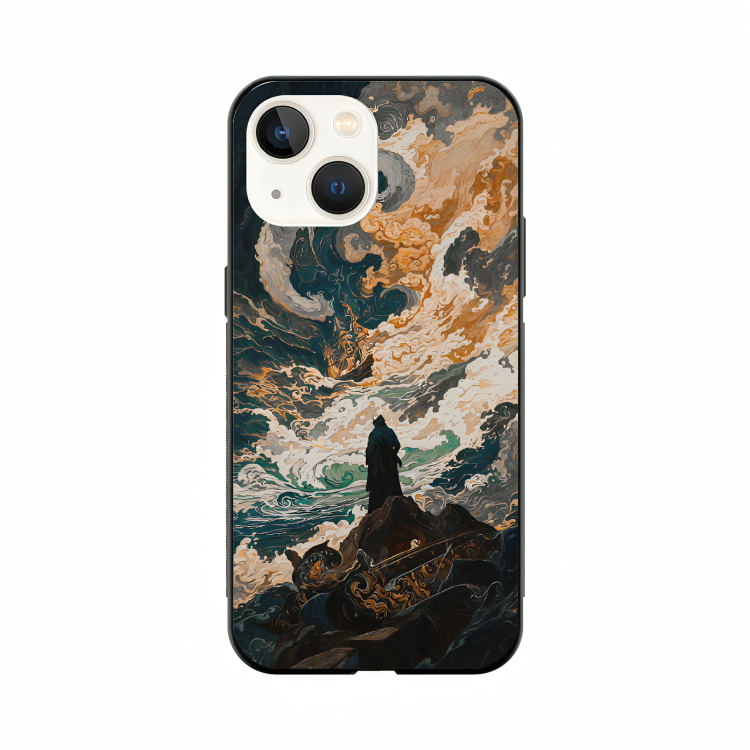 iPhone 15 Plus case featuring 'Above the Drowning Sea' Artwork by Libaadah – premium artistic design with metal-glass finish