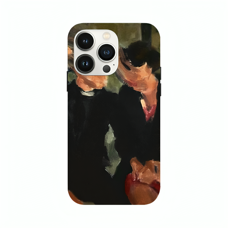 iPhone 16 Pro case featuring 'The Melancholy of Happy Hours' Artwork by Libaadah – premium artistic design with metal-glass finish