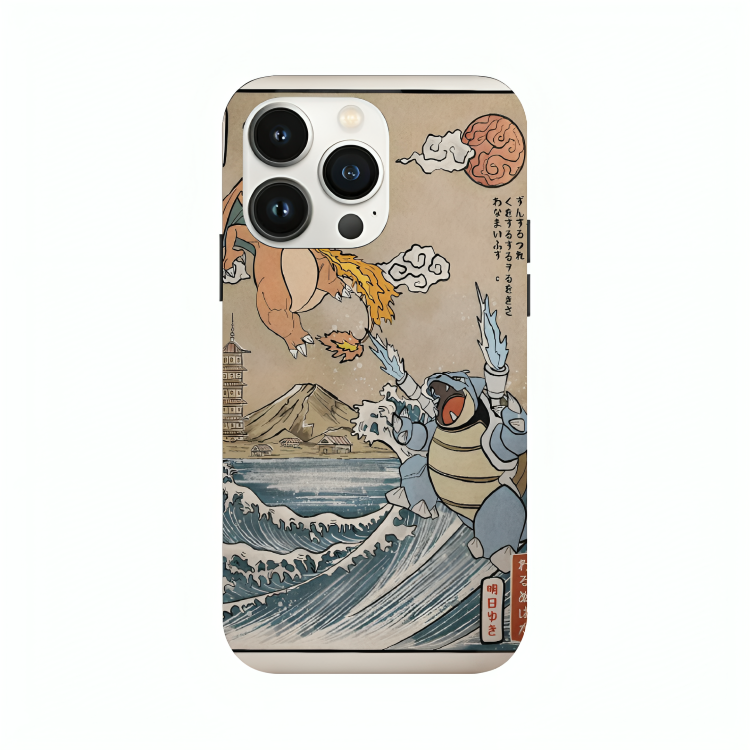 iPhone 16 Pro case featuring 'The Great Wave of Kanto' Artwork by Libaadah – premium artistic design with metal-glass finish