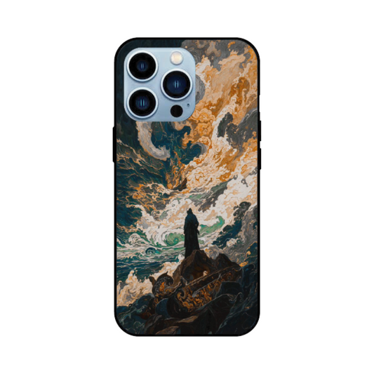 iPhone 13 Pro Max Case – Premium Artistic Phone Cover (Metal Glass Finish) – ‘Above the Drowning Sea’ by Libaadah
