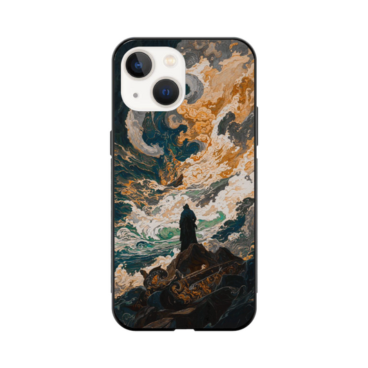iPhone 14 Case – Premium Artistic Phone Cover (Metal Glass Finish) – ‘Above the Drowning Sea’ by Libaadah