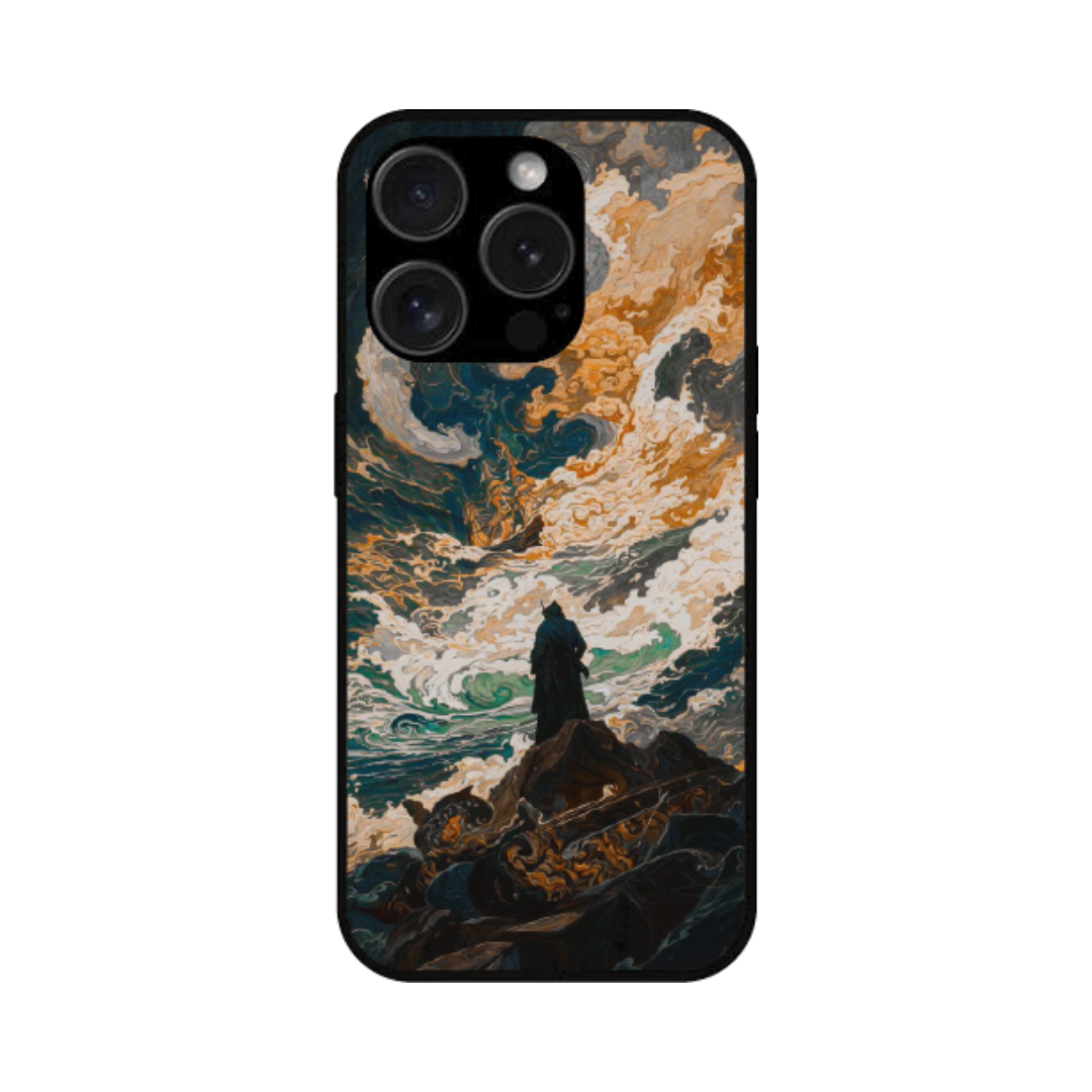iPhone 15 Pro Case – Premium Artistic Phone Cover (Metal Glass Finish) – ‘Above the Drowning Sea’ by Libaadah