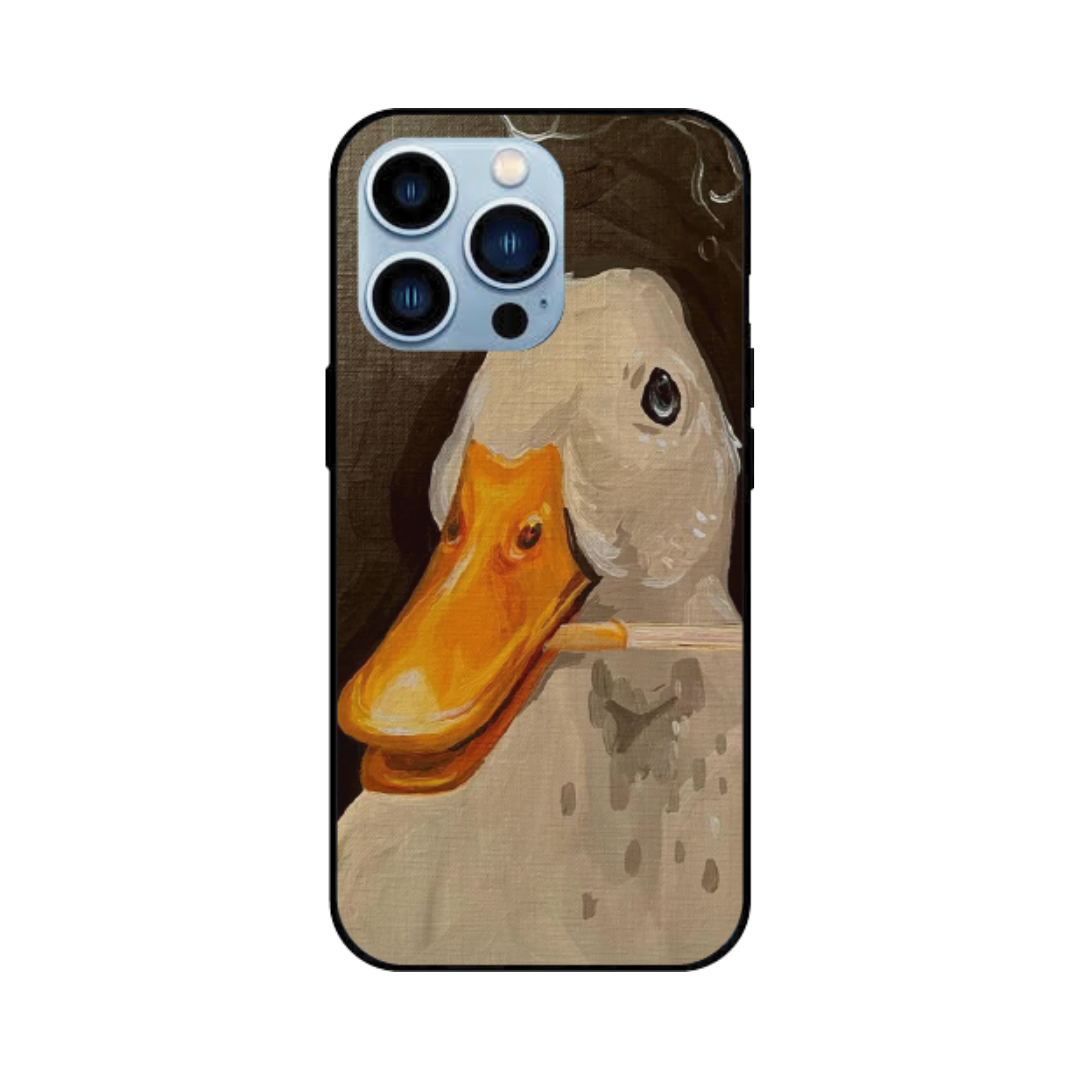 iPhone 13 Pro Case – Premium Artistic Phone Cover (Metal Glass Finish) – ‘An Existential Duck’ by Libaadah