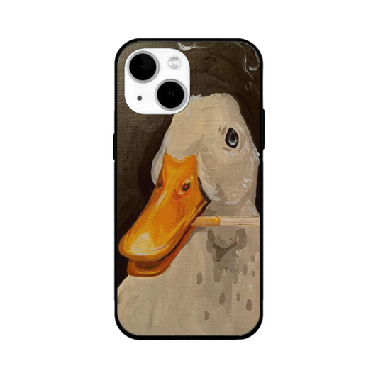 iPhone 13 Case – Premium Artistic Phone Cover (Metal Glass Finish) – ‘An Existential Duck’ by Libaadah