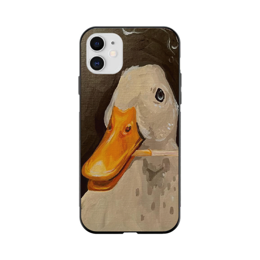 iPhone 12 Case – Premium Artistic Phone Cover (Metal Glass Finish) – ‘An Existential Duck’ by Libaadah
