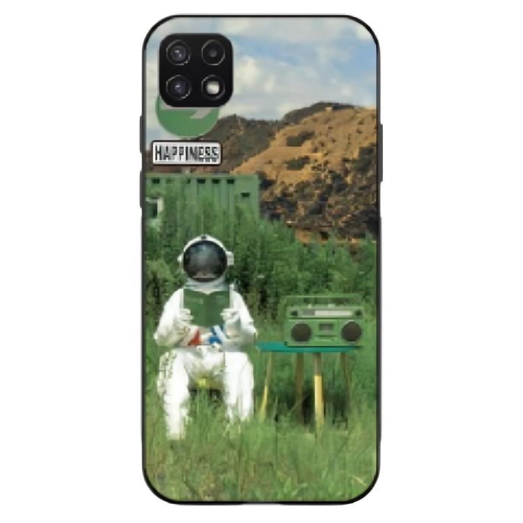 Samsung Galaxy A22 4G Case – Premium Artistic Phone Cover (Metal Glass Finish) – ‘The Absence Beneath Happiness’ by Libaadah