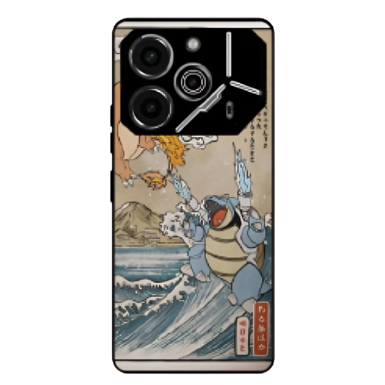 Tecno Pova 6 Case – Premium Artistic Phone Cover (Metal Glass Finish) – ‘The Great Wave of Kanto’ by Libadah