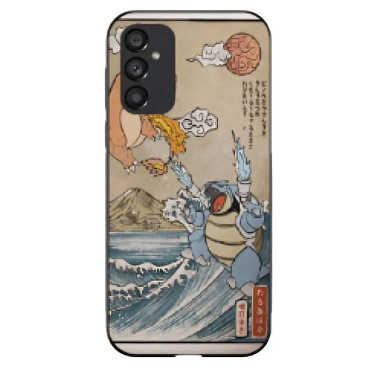 Samsung Galaxy M14 Case – Premium Artistic Phone Cover (Metal Glass Finish) – ‘The Great Wave of Kanto’ by Libaadah