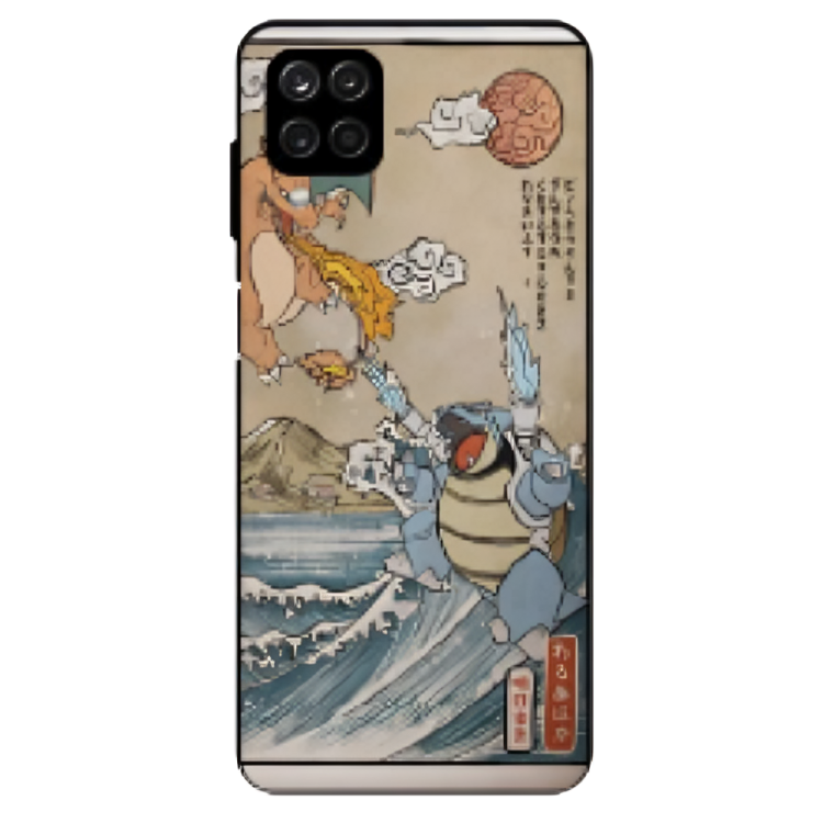 Samsung Galaxy A22 5G Case – Premium Artistic Phone Cover (Metal Glass Finish) – ‘The Great Wave of Kanto’ by Libaadah