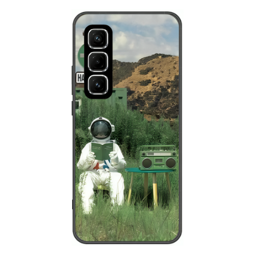 Infinix Hot 50 Case – Premium Artistic Phone Cover (Metal Glass Finish) – ‘The Absence Beneath Happiness’ by Libaadah