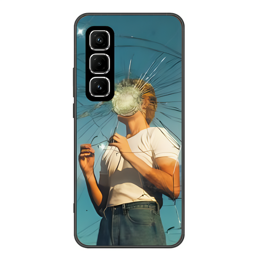Infinix Hot 50 Case – Premium Artistic Phone Cover (Metal Glass Finish) – ‘What's Left in Broken Glass’ by Libaadah