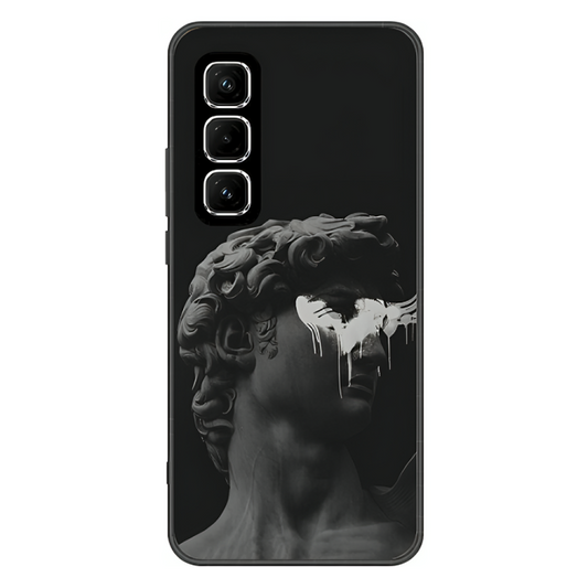 Infinix Hot 50 Case – Premium Artistic Phone Cover (Metal Glass Finish) – ‘Even Statues Bleed’ by Libaadah
