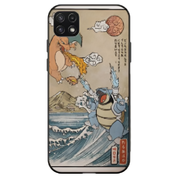 Samsung Galaxy A22 4G Case – Premium Artistic Phone Cover (Metal Glass Finish) – ‘The Great Wave of Kanto’ by Libaadah