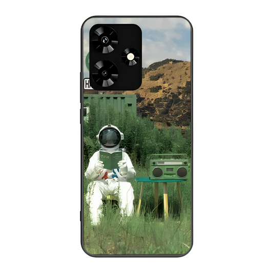 Infinix Hot 30 Case – Premium Artistic Phone Cover (Metal Glass Finish) – ‘The Absence Beneath Happiness’ by Libaadah