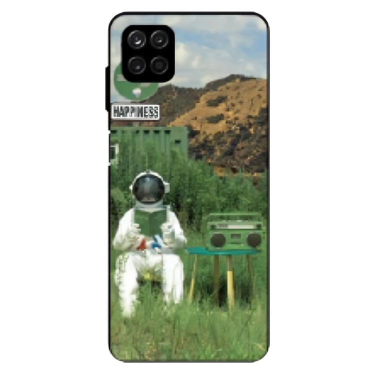 Samsung Galaxy A22 5G Case – Premium Artistic Phone Cover (Metal Glass Finish) – ‘The Absence Beneath Happiness’ by Libaadah