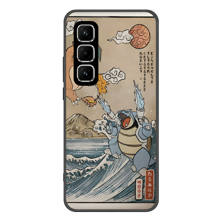 Infinix Hot 50 Case – Premium Artistic Phone Cover (Metal Glass Finish) – ‘The Great Wave of Kanto’ by Libaadah