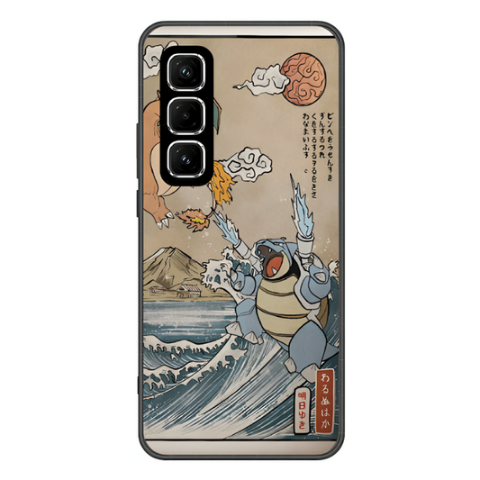Infinix Hot 50 Case – Premium Artistic Phone Cover (Metal Glass Finish) – ‘The Great Wave of Kanto’ by Libaadah