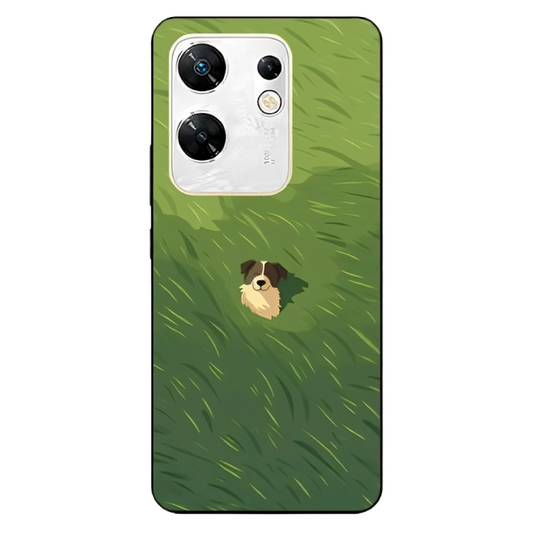 Infinix Zero 30 Case – Premium Artistic Phone Cover (Metal Glass Finish) – ‘The dog in the Grass Field’ by Libaadah