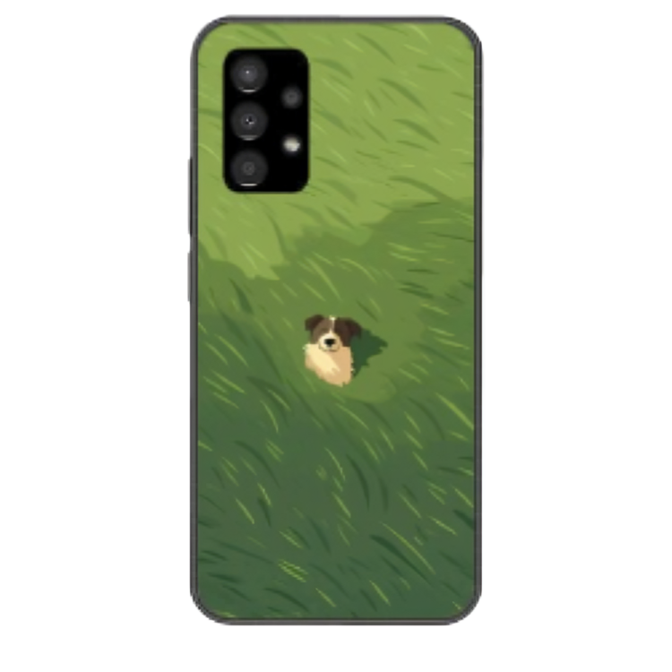 Samsung Galaxy A33 Case – Premium Artistic Phone Cover (Metal Glass Finish) – ‘The dog in the Grass Field’ by Libaadah