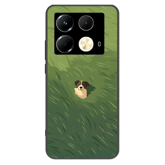 Infinix Note 40 Case – Premium Artistic Phone Cover (Metal Glass Finish) – ‘The dog in the Grass Field’ by Libaadah