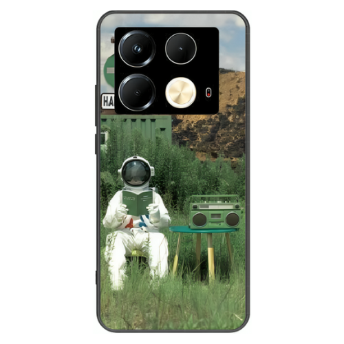 Infinix Note 40 Case – Premium Artistic Phone Cover (Metal Glass Finish) – ‘The Absence Beneath Happiness’ by Libaadah