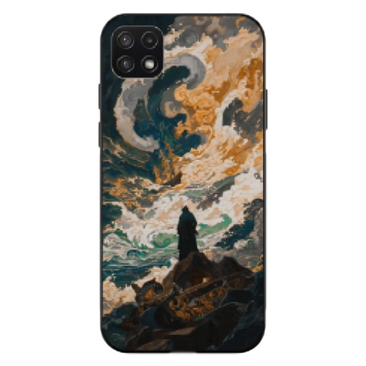 Samsung Galaxy A22 4G Case – Premium Artistic Phone Cover (Metal Glass Finish) – ‘Above the Drowning Sea’ by Libaadah